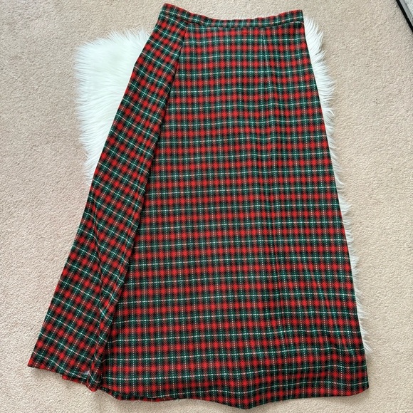 Red and Green Maxi A-Line Skirt for Casual Work - Picture 1 of 7